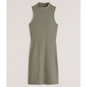 Abercrombie Mockneck Knit Midi Dress | Olive Green | Large